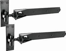 Two black metal folding arms with mounting brackets and hinge joints.